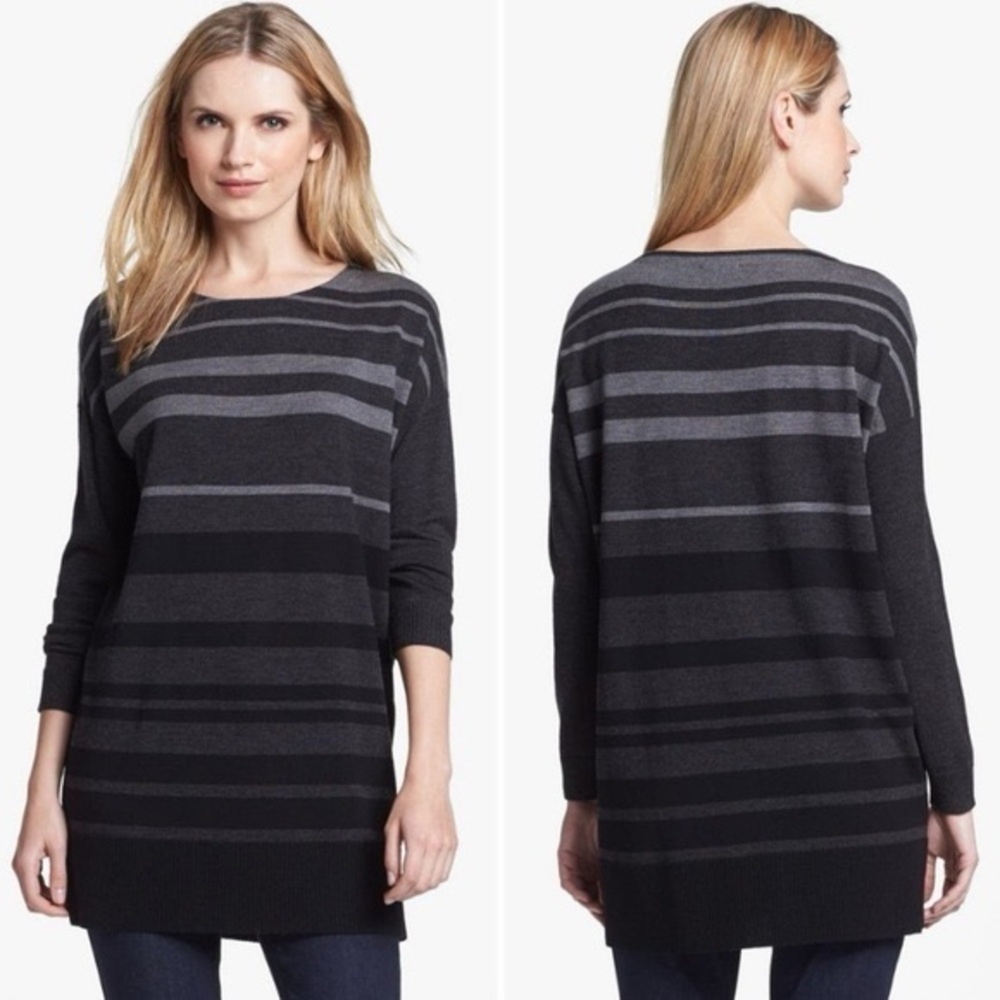 Eileen Fisher Merino Wool Boat Neck Tunic Sweater Size Small